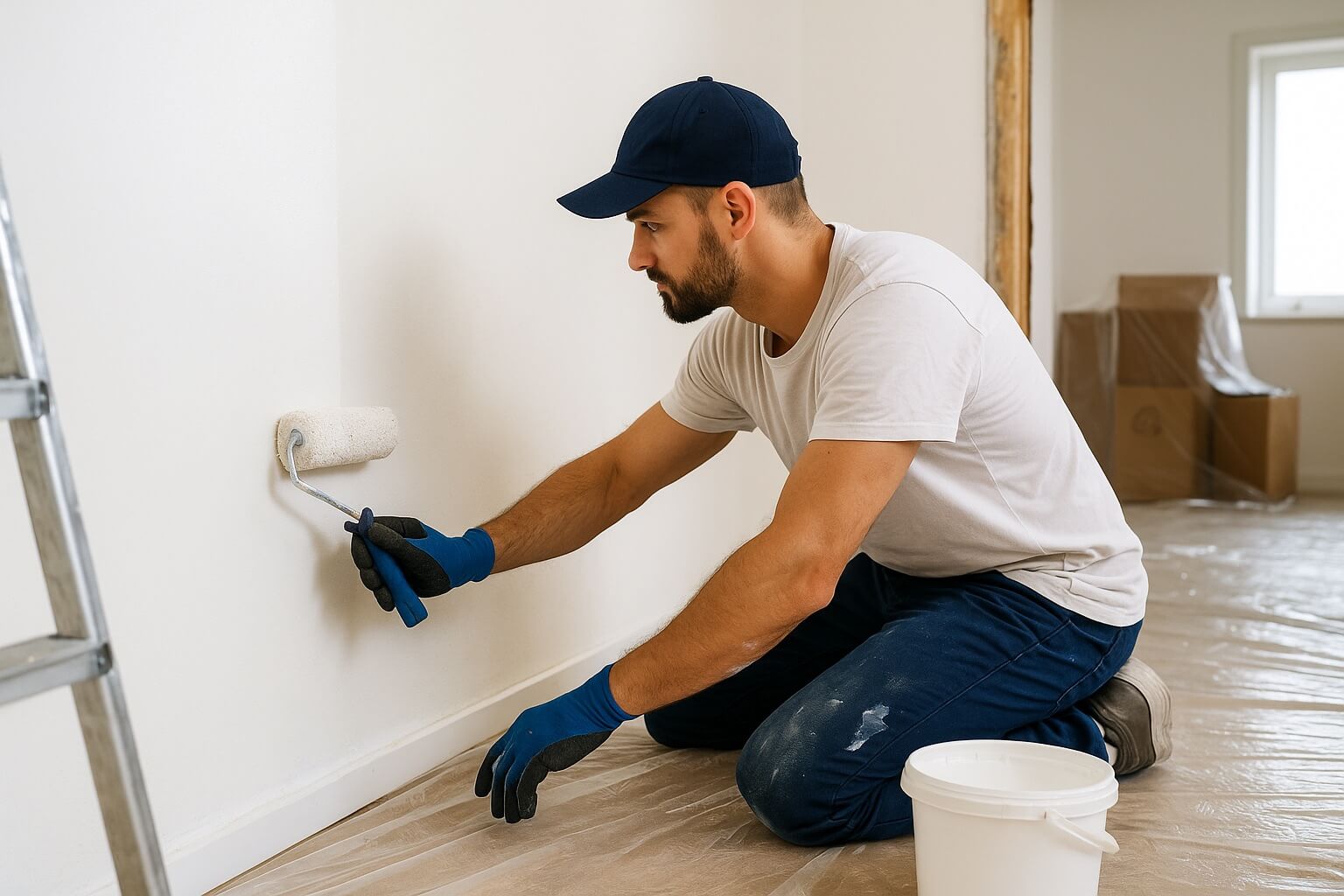 painter applying fresh coat of paint