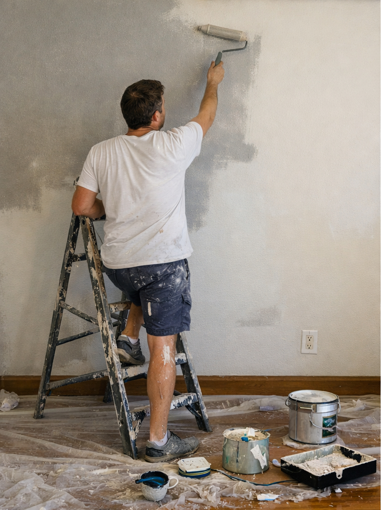 Painter working inside a Sydney home